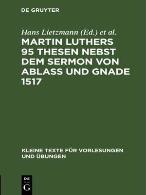 cover image of Martin Luthers 95 Thesen nebst dem Sermon von Ablaß und Gnade 1517